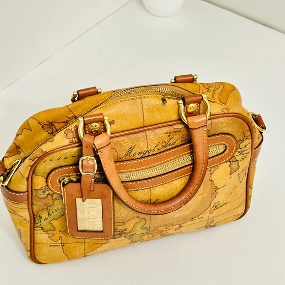 Alviero Martini Brown Map Print purse